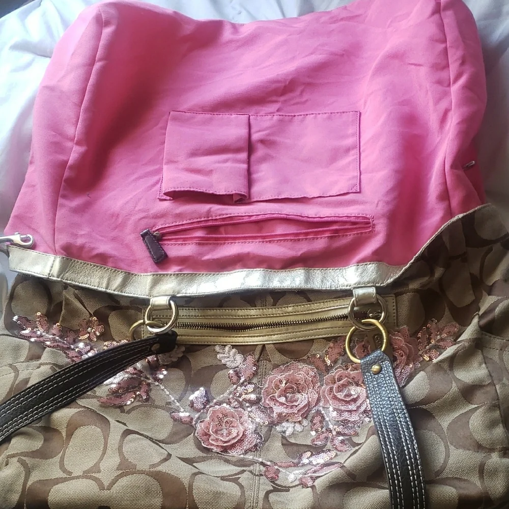 Coach Brown and Pink Travel Bags with Signature Monogram Personally Restored - Picture 14 of 14